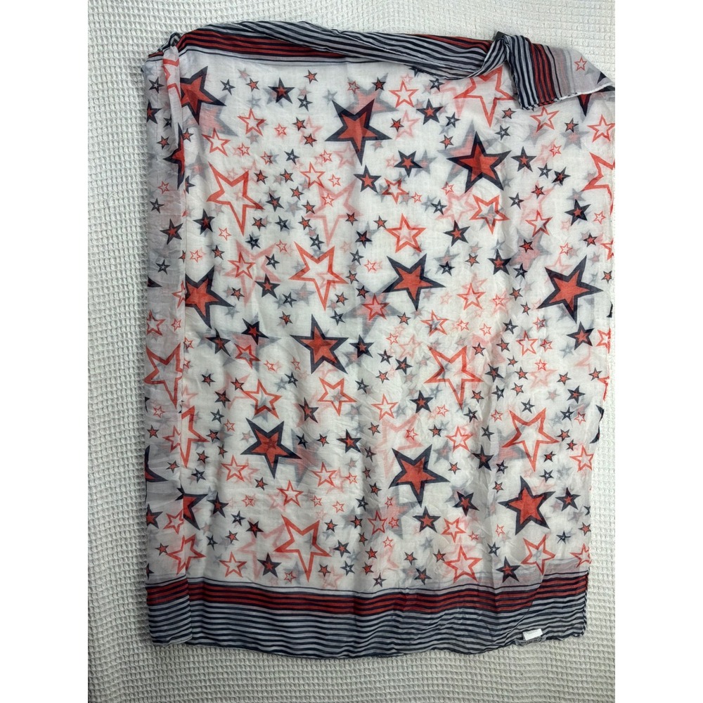 Americana Women Lisa Tossa Star Print Scarf OS Red White Blue